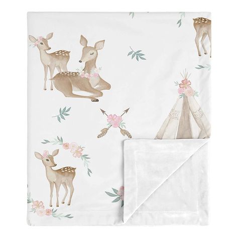 Deer Blanket, Watercolor Woodland, Boho Watercolor, Woodland Deer, Sweet Jojo Designs, Jojo Designs, Comfort Blanket, Deer Print, Baby Swaddle Blankets