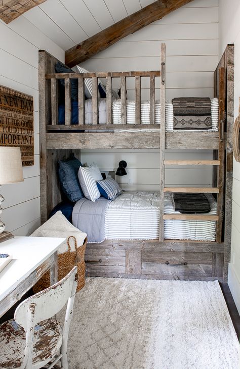 Bunk Bed Rooms, Bunk Beds Built In, Built In Bunks, Bunk Rooms, Wood Bunk Beds, Bunk Beds With Stairs, Kids Bunk Beds, Guest Cottage, Bunk Room