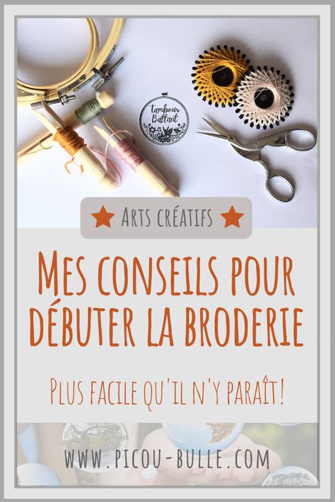 Mes conseils pour débuter la broderie - Picou Bulle - Blog de maman décomplexé et bienveillant, Lyon Creative Content, Art Textile, Punch Needle, Lyon, Macrame, Coin, Personalized Items, Embroidery, Crochet