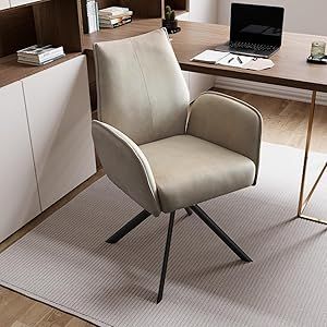 jiexi Modern Desk Chair no Wheel, Ergonomic Office Chair Home Office Upholstered Chair, Swivel Arm Chairs with Metal Legs, Computer Chair for Bedroom, Reception Room, Living Room Desk Chair No Wheels, Office Computer, Ergonomic Office, Ergonomic Office Chair, Arm Chair, Desk Chair, Office Chair, Home Office, Computer