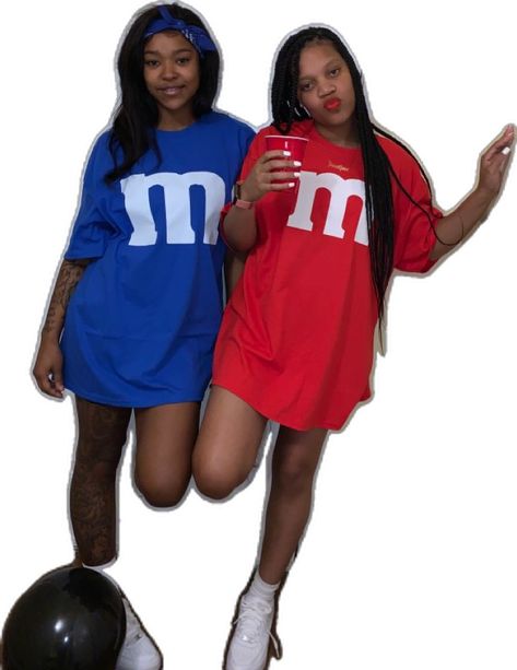 Costume for 2, bestie Halloween costume Costume For 2, 2 Bestie, M&m Costume, Bestie Ideas, Classy Halloween Costumes, Matching Halloween Costumes, Classy Halloween, Duo Halloween Costumes, Matching Halloween