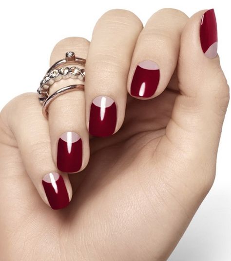 Half Moon Manicure, Burgundy Nail Designs, Half Moon Nails, Moon Manicure, Moon Nails, Easy Nails, Nail Polish Trends, Her Nails, Burgundy Nails