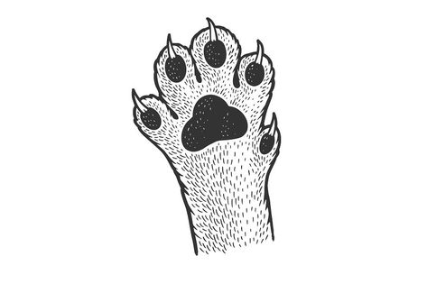 Cat Paw Sketch, Cat Paw Illustration, Paw Sketch, Paw Illustration, Sketch Free, Paw Tattoo, Cat Paw Print, Illustration T Shirt, Cat Paw