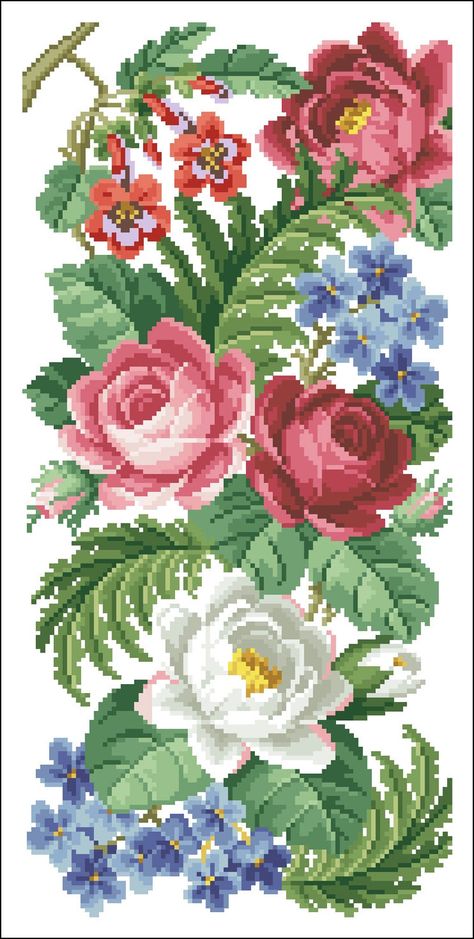 Antique Cross Stitch, Stitch Printable, Cross Stitch Vintage, Retro Embroidery, Floral Cross Stitch Pattern, Vintage Cross Stitch, Beautiful Cross Stitch Pattern, Cross Stitch Patterns Flowers, Cross Stitch Bird