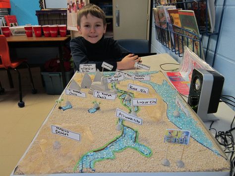 Nile River Project, Ancient History Homeschool, Ancient Egypt Display, Egypt Display, Ancient Civilizations Projects, Ancient Egypt Projects, Geography Project, Egypt Project, Egypt Map