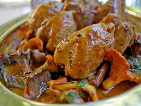 Get Braised Quails with Wild Mushrooms Recipe from Cooking Channel Quail Recipes, Wild Mushroom Recipes, Mushrooms Recipes, Cooking Channel Recipes, Bacon Stuffed Mushrooms, Quails, Food Network Canada, Wild Game Recipes, Cooking Channel