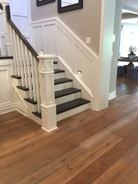 Provenza Old World Fawn flooring Floors And Stairs Different Colors, Stairs Different Color Than Floor, Stairs Painted, Living Remodel, Stair Railing Makeover, Modern Hamptons, Wood Floor Colors, Stair Renovation, Hardwood Floor Colors