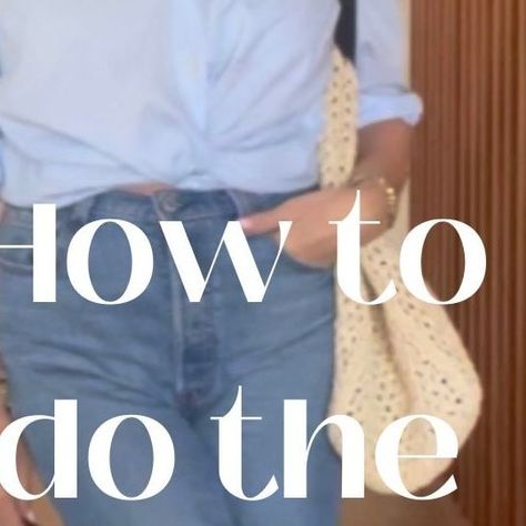 Sally Manhire on Instagram: "One of the questions I receive a lot is how I tie my shirts so I’d thought I’d put together a quick and easy tutorial.✨💫 I love a good shirt and wear with everything. If I’m wearing a higher waist (like these jeans) I always tie my shirt like this.👇 💙don’t button all the way down. 💙hold the two ends and twist them twice. 💙tuck under the ends towards the back. 💙tuck the back of the shirt under. 💙adjust and make sure it’s sitting on your waistband and you’re don Loose Shirts, I Love A, Way Down, Easy Tutorial, Put Together, All The Way, Love A, White Shirt, Cool Shirts