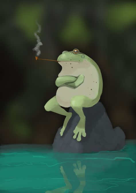 ArtStation - frog on the rock Frog Project, The Rock, Rock And Roll, Fishing, Fish, Animals, Quick Saves