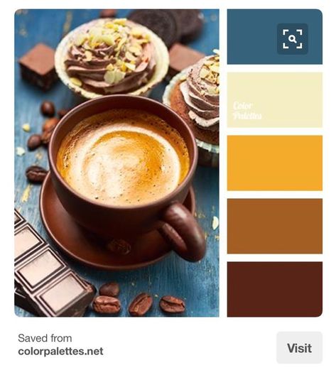 Cafe inspired color scheme for fall | #colorscheme #winter #colorpalette Brown And Blue Living Room, Orange Color Palettes, Brown Color Palette, Color Schemes Colour Palettes, Design Seeds, Blue Colour Palette, Blue Living Room, Color Balance, Chocolate Color