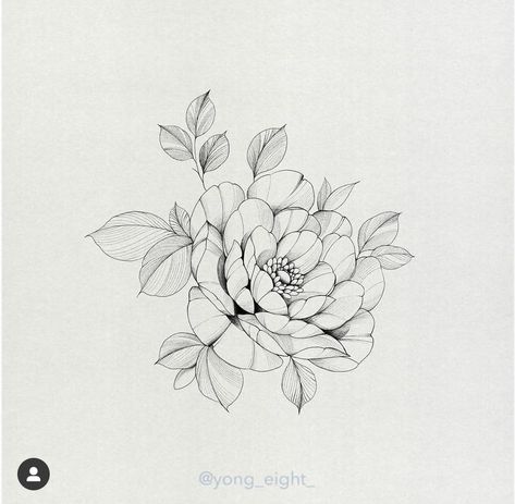 Camellia Flower Tattoo, Oliver Tattoo, Peony Tattoo Design, Flor Tattoo, Organic Tattoo, Dot Tattoos, Sick Tattoo, Floral Tattoo Sleeve, Peonies Tattoo