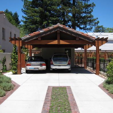 love. Garage And Shed Carport Design, Pictures, Remodel, Decor and Ideas Ribbon Driveway, Covered Driveway, Shed Design Ideas, Wooden Carports, Diy Carport, Pergola Shade Cover, Garage Pergola, Carport Ideas, Carport Plans