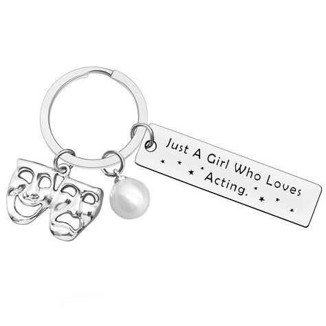 PRICES MAY VARY. Pull On closure Theater Keychain: Engraved with: “Just A Girl Who Loves Acting”. Awesome theatre gifts for someone who like the Theatre and enjoy the drama. Drama Lover Gifts: This keychain is a perfect gift for the drama performers, drama majors students, drama actor, actress,drama teacher, theater geek,theater fans, director,etc. Theater Gifts for Women Girls: A great gift for theater lover, drama enthusiast. Funny geek present for any person who loves to be on stage or watch theater musicals. Perfect for Birthday, Christmas, Mother's Day, Drama Club, Valentines, Anniversary, Thanksgiving, Easter, New Year or any time. Material: Stainless steel, it is lead free and nickel free. Stainless Steel is hypo allergenic, it doesn’t rust, change color or tarnish. Package: The The Theater Kid Gifts, Drama Teacher Gifts, Drama Theater, Drama Lover, Musical Theater Gifts, Gifts For Students, Drama Teacher, Theatre Gifts, Bday Gifts