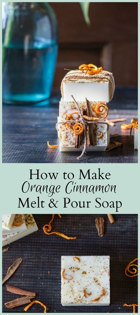 Melt and pour soap with sweet orange and cinnamon oil adds a nice cozy feel to any room. Great for showers, weddings, hostess and helper gifts. Cinnamon Soap, Cinnamon Scent, Orange And Cinnamon, Savon Diy, Easy Soap Recipes, Fall Feeling, Diy Soap Recipe, Homemade Spa, Fall Soaps