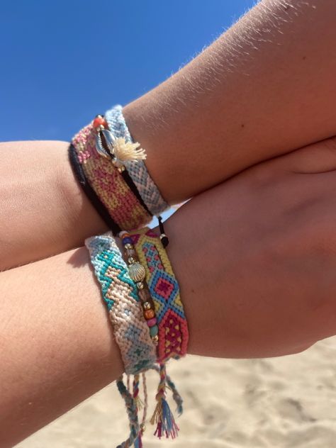 Beachy Bracelets, Wrist Stacks, Summer 2025, Summer Bracelets, Jewellery Making, Bracelet Stack, Friendship Bracelets, Craft Ideas, Arts And Crafts