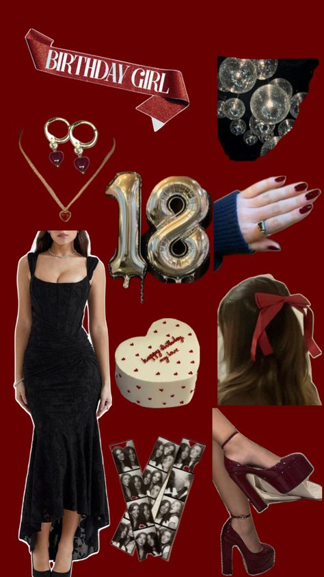 Red Party Themes, 18th Birthday Party Outfit, Black And Gold Outfit, Red Birthday Party, 18th Birthday Party Themes, Black And Gold Theme, Vintage Birthday Cakes, 20th Birthday Party, 21st Birthday Decorations