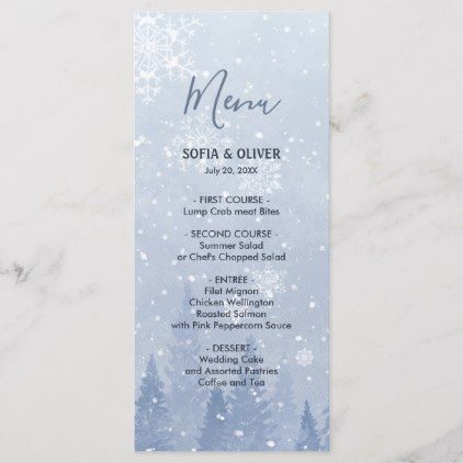 Winter Modern Dusty Blue Watercolor Wedding Menu Blue Winter Wonderland, Pink Sauce, Blue Winter Wedding, Branding Business, Wedding Menu Cards, Table Number Cards, Blue Winter, Wedding Essentials, Wedding Card Design