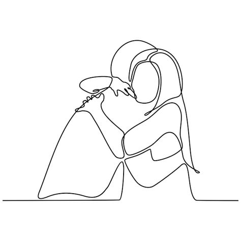 Drawing Of Two People, Two People Hugging, Hug Each Other, Hugging Drawing, People Hugging, Man Hug, Friends Hugging, Continuous Line Drawing, What To Draw