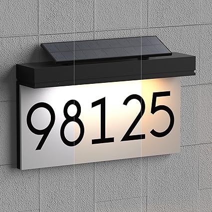 Solar Panel House, Outdoor Address Sign, Lighted House Numbers, Panel House, Solar House Numbers, Solar Fence Lights, House Address Sign, Address Plaques, Solar Solutions