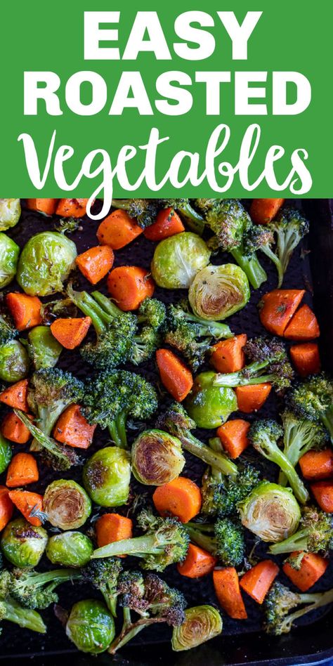 These Easy Roasted Vegetables are the perfect way to use up any extra veggies you have lying around! You can use almost any kind of vegetables you like and add in extra seasonings to shake things up. These easy roasted vegetables can be enjoyed as a side dish or mixed into other dishes such as rice and pasta! #roastedveggies #roastedvegetables #vegetablerecipe #vegetables #vegan Roasted Mixed Vegetables, Best Roasted Vegetables, Mix Vegetable Recipe, Easy Roasted Vegetables, Roasted Veggies In Oven, Thanksgiving Vegetables, Recipes Vegetables, Roasted Vegetables Oven, Baked Veggies