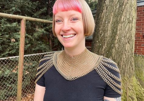 Chainmaille Clothing, Ren Faire Costume, Shoulder Piece, Chainmaille Jewelry, Fairytale Aesthetic, Ren Fair, Chainmail Jewelry, Chain Maille Jewelry, Chain Maille