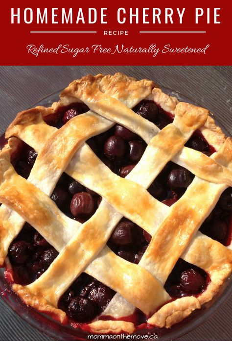 Cherry Pie Healthy, Healthy Cherry Pie, Sugar Free Cherry Pie, Cherry Pie Recipe Easy, Fresh Cherry Pie, Healthy Easy Recipe, Cherry Pie Filling Recipes, Almond Pie, Baking Hobby