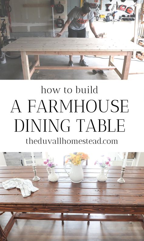 Farm Table Plans, Simple Farmhouse Decor, Build A Farmhouse, Build A Farmhouse Table, Farmhouse Table Plans, Diy Dining Room Table, Restoration Hardware Inspired, Build A Table, Modern Farmhouse Table