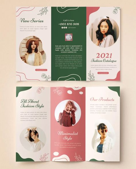 Fashion Catalog Trifold Brochure Template PSD, AI, EPS Brochure Design Creative, Packaging Illustration, Trifold Brochure Design, Brochure Template Psd, Swan Logo, Graphic Design Tutorials Learning, Fold Brochure, Trifold Brochure Template, Trifold Brochure