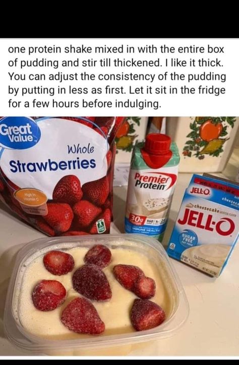 Jello Yogurt, Cake Batter Protein, Protein Drink Recipes, Sugar Free Cheesecake, Bariatric Eating, Premier Protein, Protein Pudding, Protein Desserts, Protein Shake Recipes