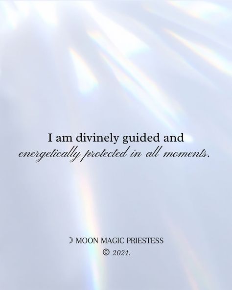 MONDAY MEDICINE Surrender to the wisdom of the cosmos, trusting in its divine love with clarity and purpose. Know that each moment, you are enveloped in the shimmering light of cosmic protection, allowing you to navigate the dualities of life with unwavering confidence and infinite gratitude. For in the sacred union of the earthly and the celestial realms, your soul essence is eternally guided and protected by a higher source. 🪽Affirm: I AM divinely guided and energetically protected i... I Am Divinely Guided And Protected, I Am Protected Affirmation, I Am Divinely Protected, Angels Protection, Cosmic Aesthetic, Divinely Protected, I Am Protected, Protection Quotes, Divinely Guided