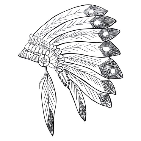 Native American Headdress | Free SVG Indian Coloring Pages, Tattoo Indien, Headdress Tattoo, Native American Drawing, Native American Feathers, Native American Headdress, Native American Symbols, Native American Quotes, Indian Headdress