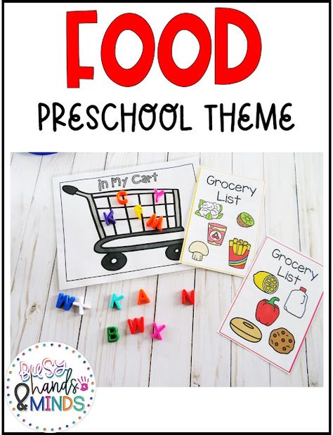 Food and Nutrition Preschool Theme Food Unit Preschool, Nutrition For Preschoolers, Preschool Grocery Store Activities, Food Craft Preschool, Grocery Store Theme For Preschool, Grocery Store Preschool Activities, Preschool Cooking Theme, Food Activities For Preschoolers, Foods And Flavors Preschool Theme