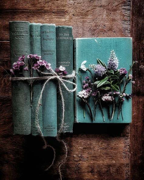 forget me not originals on Instagram: “It's a special #floralfriday today; happy birthday Virginia Woolf, these are for you 🌿 X” Book Flowers, Book Wallpaper, Books Aesthetic, Deco Floral, + Core + Aesthetic, Old Book, Old Books, Book Decor, I Love Books