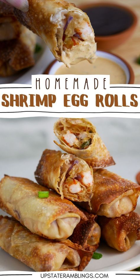 homemade shrimp egg rolls Homemade Shrimp Egg Rolls, Tuna Egg Rolls, Shrimp Egg Roll Recipe, Crab And Shrimp Egg Rolls Recipes, Pork And Shrimp Egg Rolls, Egg Roll Recipes Air Fryer, Shrimp Egg Roll Recipes, Shrimp Egg Rolls Recipe, Egg Rolls Sauce