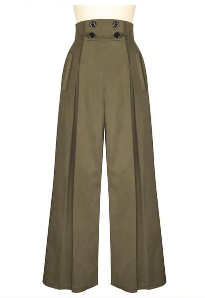 4e6cd95227cb0c280e99a195be5f6615desc46429168ri Celana Fashion, Capri Shorts, Trousers Pants, 1940s Fashion, Moda Vintage, Pants Design, Wide Legs, High Waisted Trousers, Pants Trousers