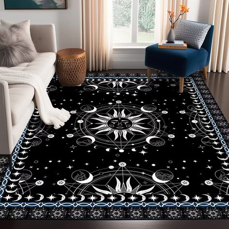 PRICES MAY VARY. 【Decent size】: the Sun and Moon Rug is 47*71 inch(120X180cm), neither too big nor too small, great size for creating a cozy area,bedroom doormat, etc 【HIGHLIGHTS】: This Versatile Rug combine Fashion with Function,Novel pattern design, bright colors,Meets the needs of the child 【ENVIRONMENTAL MATERIAL】: 100% Polyester Sun and Moon Area Rug . Simple patterned style of room rugs adds a touch of beauty to your room,match other furniture, makes the rooms warm and attractive. 【ANTI-SL Galaxy Floor, Moon Rug, Living Room Bohemian, Area Rugs For Bedroom, Room Bohemian, Boho Celestial, Dorm Living Room, Dorm Living, Rugs For Bedroom