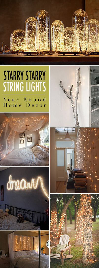 Starry Starry String Lights! • Year Round Home Decor using Christmas lights or firefly lights. • Tons of Tips and Ideas! Round Home Decor, Starry String Lights, Firefly Lights, Dream Decor, Lighting Ideas, My New Room, Firefly, Home Decorating, 인테리어 디자인