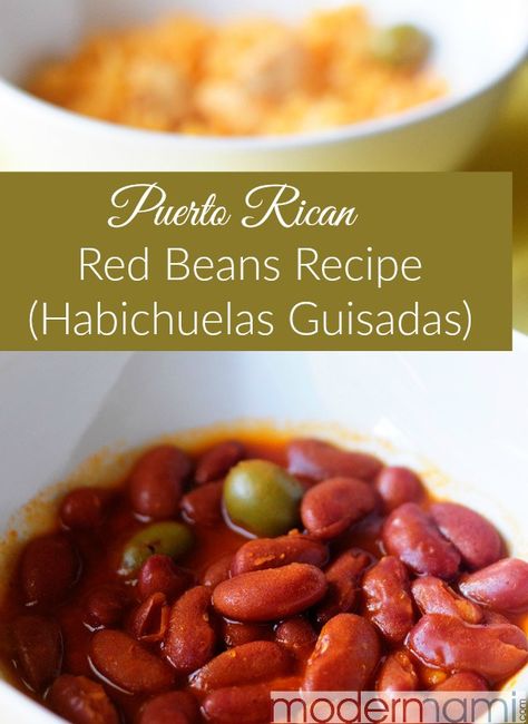 This easy Puerto Rican red beans recipe (habichuelas guisadas) brings Puerto Rican food to your dinner table! Try with rice for a meal you'll love! Spanish Red Beans Recipe, Puerto Rican Red Beans, Pollo Guisado Recipe, Spanish Beans, Habichuelas Guisadas, Red Beans Recipe, Recipes With Kidney Beans, Puerto Rican Food, Red Beans N Rice Recipe