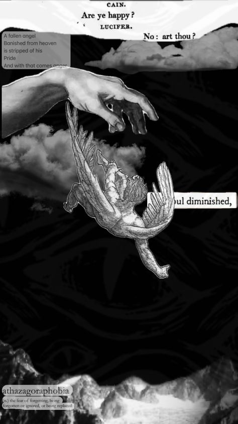 lol idk #lucifermorningstar #forgotten #blackandwhite #angel #fallenangel #bad #hands #black #white Lucifer Falling, Lucifer Angel, Dragon Wallpaper Iphone, Dragon Wallpaper, Rennaissance Art, Lucifer Morningstar, Goddess Art, Beautiful Fantasy Art, Fallen Angel