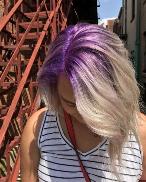 Blonde And Purple Hair, Blonde Hair With Purple, Dyed Hair Inspiration, Purple Hair, Dyed Hair, Hair Inspo, Hair Inspiration, Blonde Hair, Hair Hair