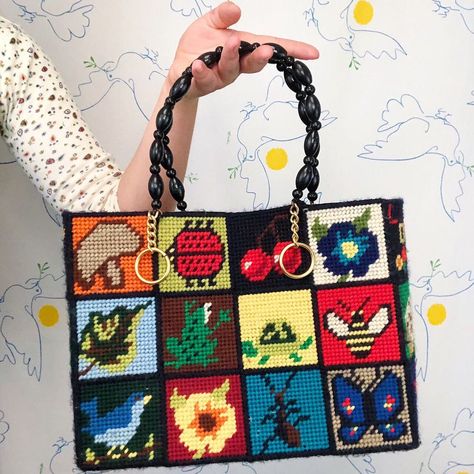 Vintage UNIF stitch bag Columbia lookalike Unif Stitch Bag, Cross Stitch Bag, Stitch Bag, Stitch Ideas, Bag Diy, Recreational Activities, Art Bag, Plastic Canvas Patterns, Canvas Patterns