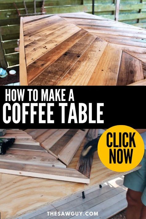 Table From Pallets, Make A Coffee Table, Coffee Table Inspiration, Chevron Coffee Tables, The Saw, Table Inspiration, Diy Coffee Table, Pallet Ideas, Diy Pallet Projects