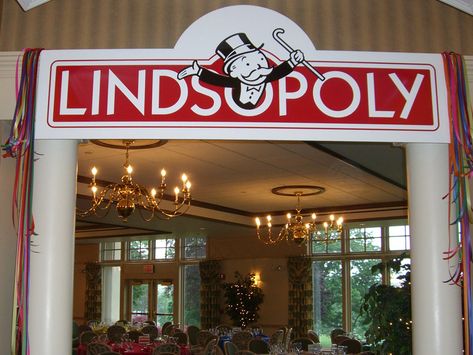 Monopoly Theme Event - a photo on ... Monopoly Party Decorations, Monopoly Themed Parties, Monopoly Theme, Monopoly Party, Board Game Themes, Homecoming Themes, Board Game Party, Game Night Parties, Monopoly Board