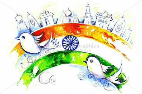 Tiranga Indian, Monuments Of India, Indian Monuments, Independence Day Of India, Flying Flag, Independence Day Poster, Indian Independence Day, India Painting, Independence Day Decoration