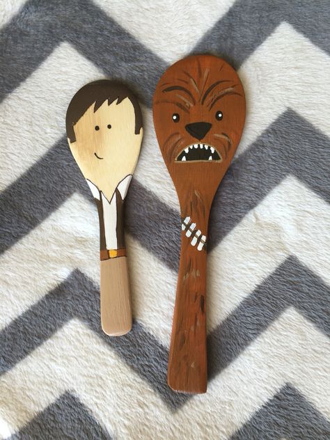 Star Wars wooden spoon dolls Painted Spoons, Personal Gifts, Wooden Spoon, Football Player, Wooden Spoons, Art Class, Art Classes, Spoons, Diy Gifts