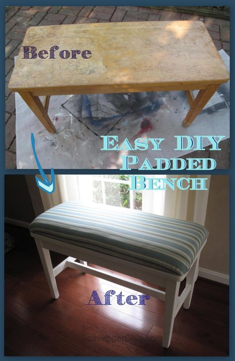 Easy DIY Padded Seat Cover Japanese Room Decor, Diy Bench Seat, Craft Room Tables, Painting Trim White, Padded Bench, Witch Costumes, Bench Covers, Japanese Room, Diy Dresser