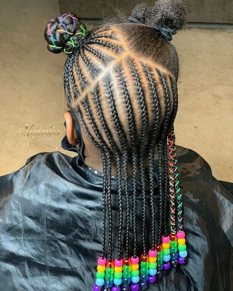 Rainbow Braids For Kids, Beads On Braids, Beaded Hairstyles, November Love, Braids Beads, Black Kids Braids Hairstyles, Beads Hair, Girl Hair Dos, Kids Braids