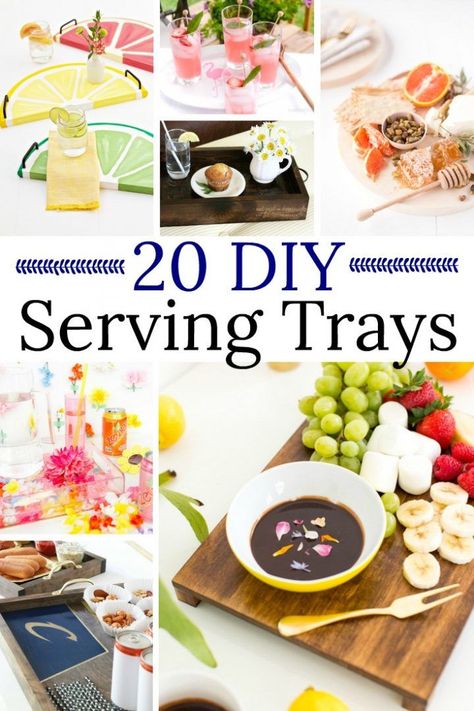 20 DIY Serving Trays Diy Serving Tray, Crafts For Sale, Diy Breakfast, Tray Diy, Breakfast Tray, Home Decor Crafts, Home Design Decor, Serving Trays, Craft Sale