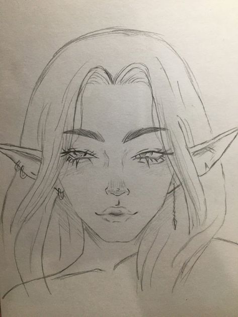 Simple Dwarings, Dwarings Ideas, Elf Art Sketch, Elf Drawing Sketches, Drawing Elf, Elf Sketch, Elf Drawing, Hippie Drawing, Elf Drawings