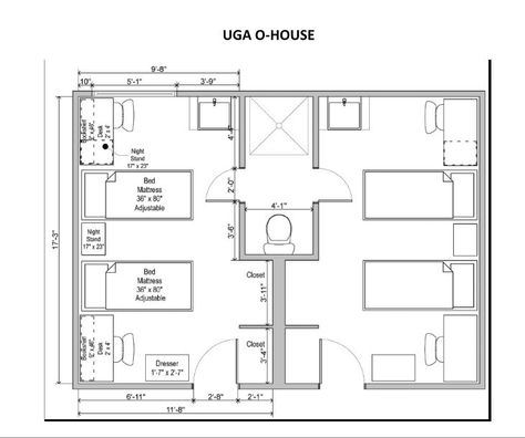 UGA O-House Dorm Room Floor plan Dorm Room Floor Plan, Master Suite Floor Plan, Dorm Room Setup, Small Apartment Building Design, Dorm Layout, School Floor Plan, Dorm Room Layouts, Bissell Carpet Cleaner, Room Floor Plan